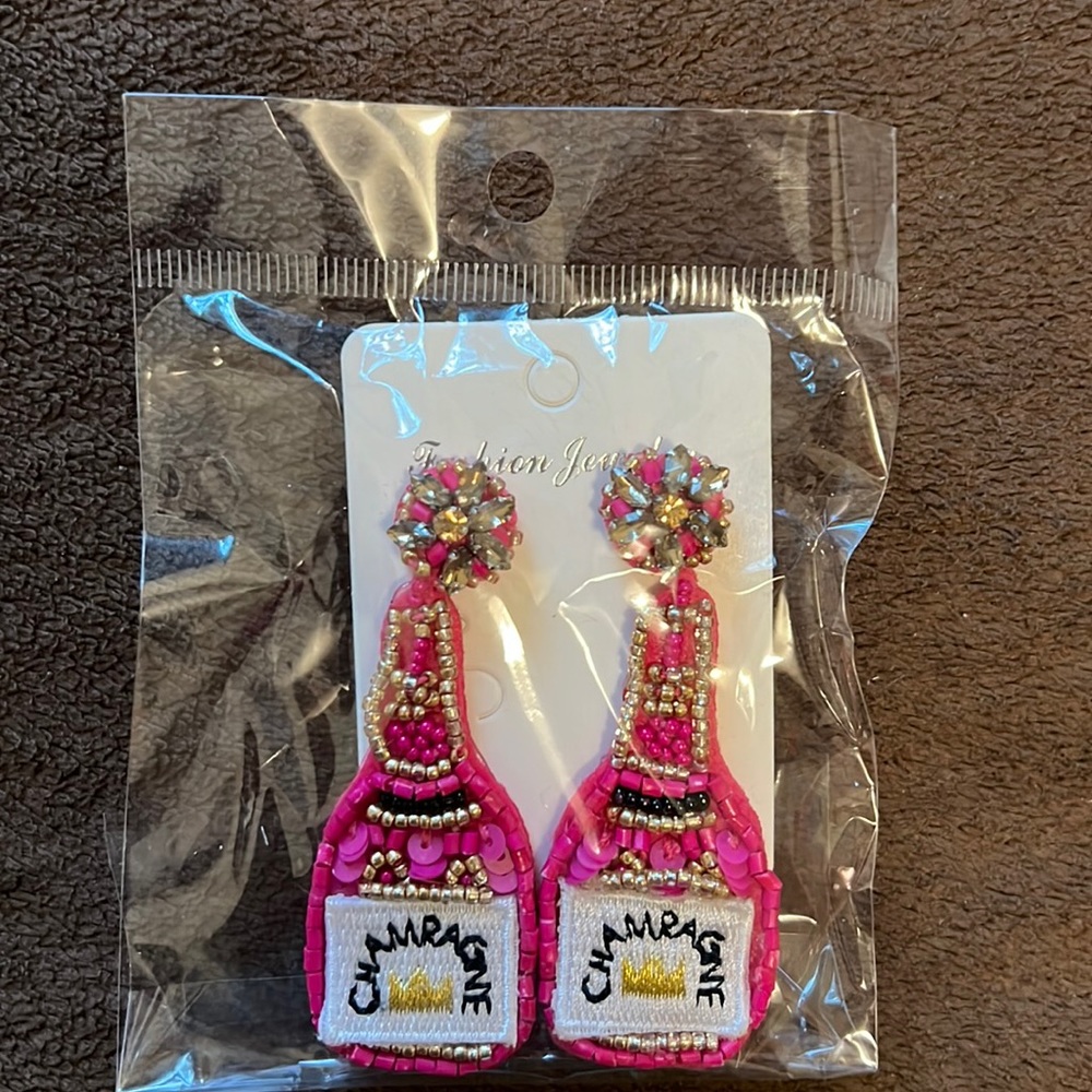 Beautiful statement champagne beaded earrings